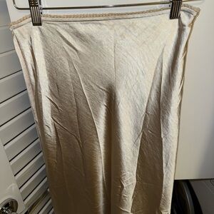 Beige silk maxi skirt.